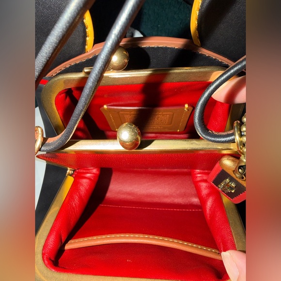 COACH Disney Mickey Mouse x Keith Haring Kisslock Satchel Black - Picture 9 of 11